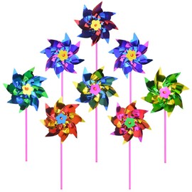 50pcs Plastic Rainbow Pinwheel,Windmill Party Pinwheels DIY Pinwheels Set for Kids Toy Garden Lawn Party Decor (50)