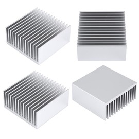 4PCS 50mm Aluminum Heatsink Kit 50x50x20mm/ 1.57" (L) x 1.57"(W) x 0.79"(H) Heat Sink Cooler for GPU CPU Peltier Plate Module Router Amplifier Led Chipset Heat Radiator Cooling Fin (Sliver)