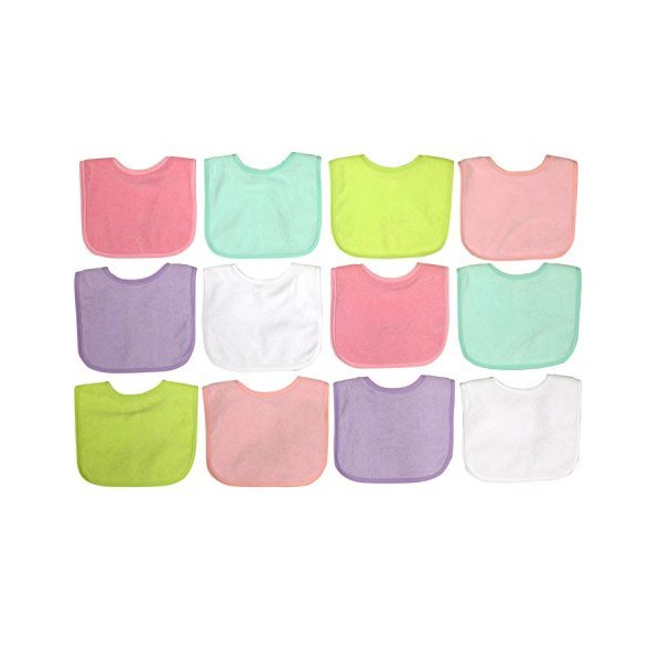 Neat Solutions Girl 12 Pack Water Resistant Bib Set - Colors May Vary