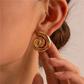 Spiral Earrings Chunky Gold Statement Earrings Silver Stud Earrings Trendy Jewelry Gifts for Women