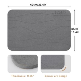 Stone Bath Mat, Diatomaceous Earth Shower Mat, Non-Slip Super Absorbent Quick Drying Bathroom Floor Mat，2 Pack, Grey