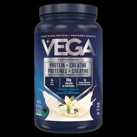 Vega Performance Protein + Creatine, Plant-Based Protein Powder, Supports Muscle Growth and Recovery, 864g-918g, 18 Servings (864g-918g) / Creamy Vanilla