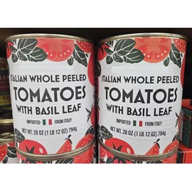 Trader Joe Italian Whole Peeled Tomatoes with Basil Leaf 28oz 794g (2 Cans)