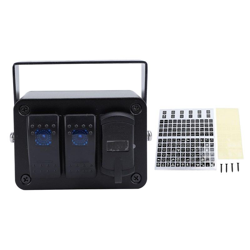 2 Gang Rocker Switch, Toggle Switch Panel Box, Waterproof Marine