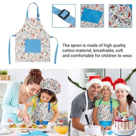 QANYEGN Kitchen Kids Apron, Kids Cotton Pocket Apron, Cute Children Baking Aprons, Adjustable Children's Apron Suitable for Children To Learn Baking, Drawing