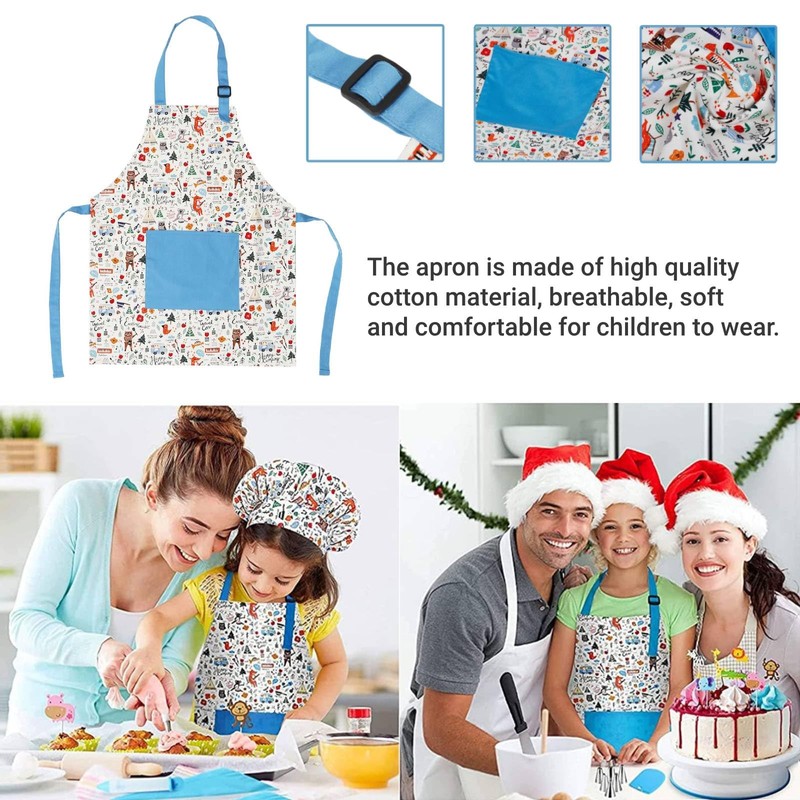 QANYEGN Kitchen Kids Apron, Kids Cotton Pocket Apron, Cute Children