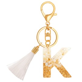 TTYY Initial Letter Keychain for Women Birthday gift To Little Girls Tassel Butterfly Pendant Key Ring for Backpack (White crystal LetterK)