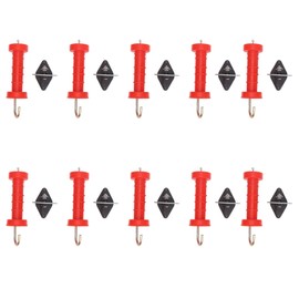 10Pcs Electric Fence Gate Handles, Farmily Plastic Red ABS Heat/Cold-Resistant Spring Gate Handles Agricultural Fencing Tools with 10Pcs Insulators