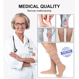 2 Pairs of Medical Compression Stockings for Men and Women, 20-30 mmHg, Class 2, Closed Toe, Graduated Support, Support Stockings for Varicose Veins, Edema, Flight (Black + Beige, XXL)