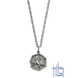 NAUTORA Hummingbird and Hibiscus Necklace Pendant Crafted in Sterling Silver on a 18" Necklace Chain