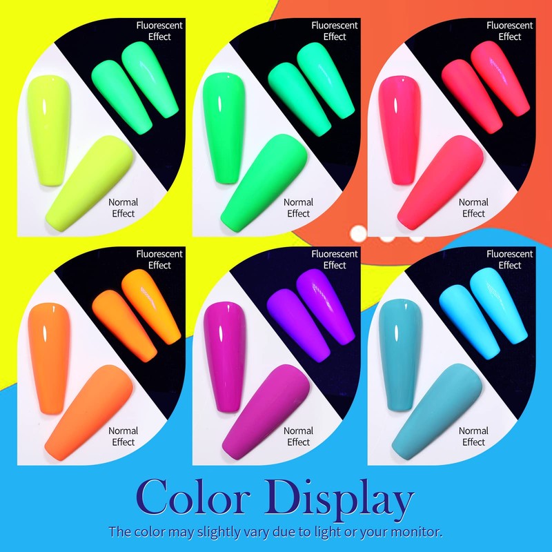 Born Pretty Neon Nail Polish Fluorescent Bright Nail Lacquer 6PCS
