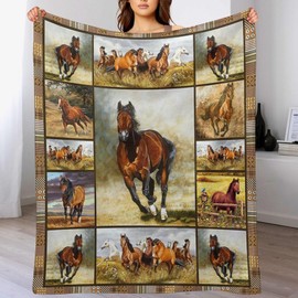 Horse Blanket Horse Gifts for Girls Boys Kids Woman Horse Lover Throw Blankets Soft Blanket Warm Fleece Flannel Plush Blankets for Bed Sofa Couch 40"x50"