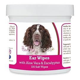 Healthy Breeds English Springer Spaniel Ear Cleaning Wipes with Aloe & Eucalyptus for Dogs 100 Count