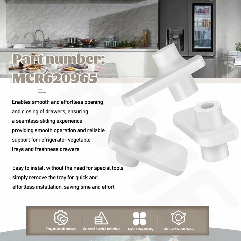 4 Pack MCR620965 Refrigerator Vegetable Tray Crisper Drawer Wheel Mount