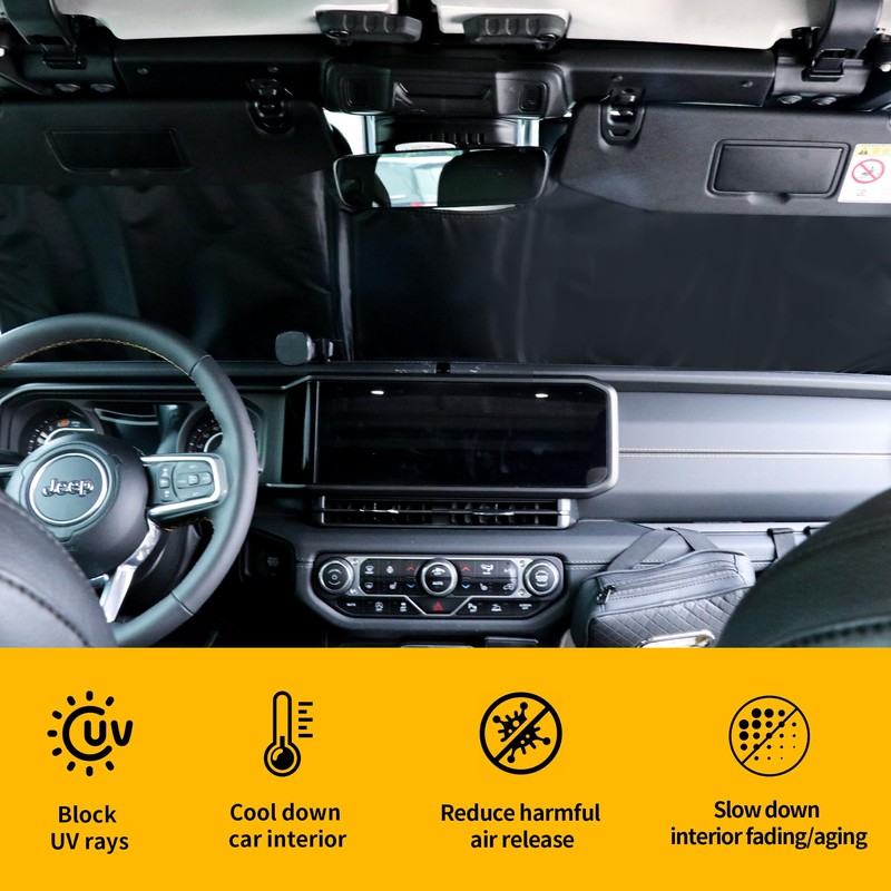Windshield Sun Shade Compatible with 2024 Jeep Wrangler JL 2/4