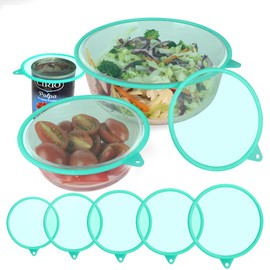silicone stretch lids, lock in freshness silicone lids for food storage, 3.9“ to 8.2"can covers for bowl, Pots, Cups. reusable-food safe easy use and storage - 5PCS