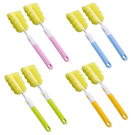 8 Stück Baby Flaschen Reinigung Bürste, Schwamm Babyflaschen Bürste, Flaschenbürste, Schaumstoffbürste, mit Langem Griff, für Babyflaschen, Tassen, Teekanne (Orange, Blau, Grün, Pink)