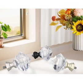 TONIAL Curtain Rods for Windows 28 to 48 Inches, Telescoping Splicing 3/4 Curtain Rod 32 to 43 Inch, Decorative Single Drapery Rod with Acrylic Finial, Nickel