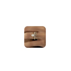 Gold Rings for Women Non Tarnish Gold Plated Cubic Zirconia Stackable Rings Dainty Gold Engagement Rings for Women Non Tarnish Thumb Knuckle Rings Set for Wedding Jewelry Gifts