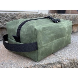 Weston Gear Waxed Canvas Dopp, Sage Green, YKK Zipper, Handcrafted In USA!