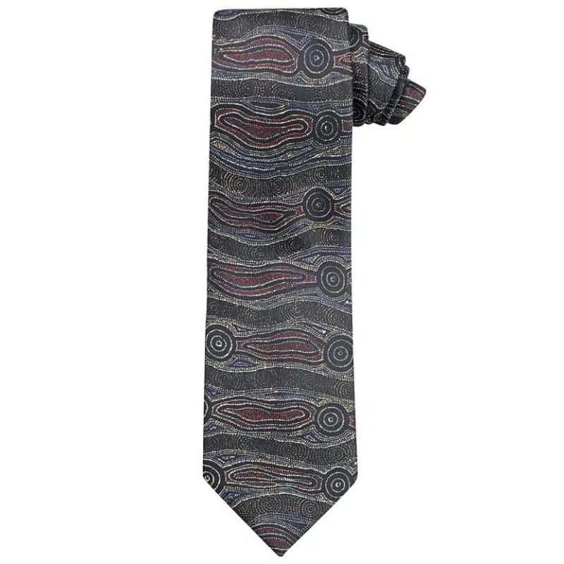 Australian Made Water Dreaming Brown Yijan Tie