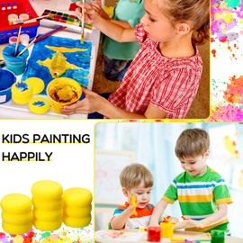 Zhehao 60 Pcs Round Sponge 3 Inch Yellow Synthetic Artist Painting Sponges for Pottery Art Craft Pottery, Clay, Ceramics, Face Painting