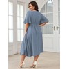 SCOMCHIC Women Plus Size Midi Dresses Wedding Guest Short Sleeve