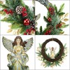 YULETIME 24" Angel Christmas Wreath, Artificial Holiday Wreath with Resin
