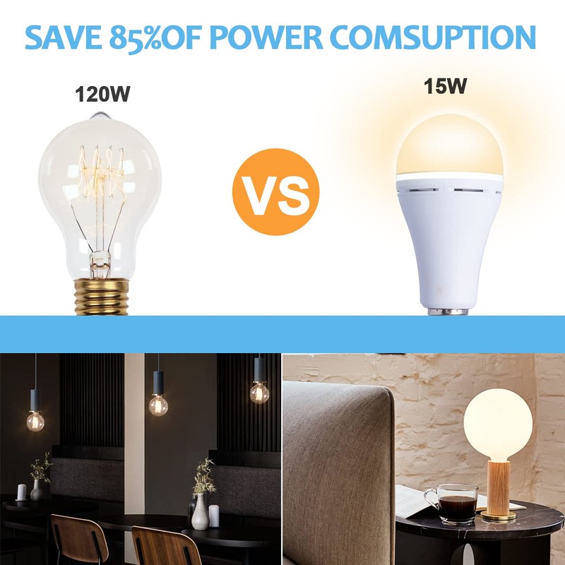 WAHADI 12 Pack A21 Rechargeable LED Bulbs 9W (60W Equivalent)