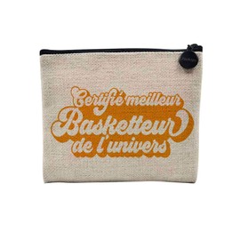 Tasche aus Leinen – zertifiziert Beste Kollegin Familie Mama Party Feier Idee – Kosmetiktasche aus Leinen in Leinenoptik – Kulturbeutel – Geldbörse, Basketballspieler, 15 x 10 cm, Kosmetiktasche