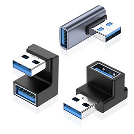 Adaptador USB 3.0 de 90 grados, ángulo izquierdo hacia arriba y hacia abajo / 180 grados USB A macho a hembra, conector de transferencia de datos de 10 Gbps en forma de L/U