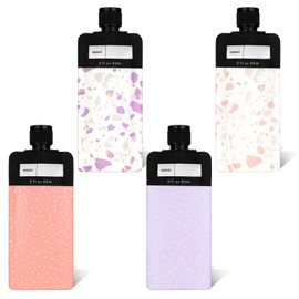 4PCS Travel Pouches for Toiletries, 3oz Refillable Leak Proof Empty Squeeze Pouches, Portable Travel Fluid Makeup Packing Pouches for Shampoo Conditioner Lotion Body Wash, Style 3
