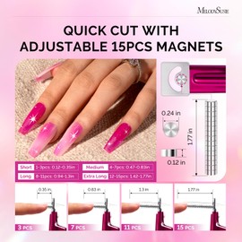 MelodySusie Acrylic Nail Clippers with 15pcs Magnet Sizers, Professional Nail Clippers Cutters for Long Acrylic Gel Nails Tips, Adjustable Stainless Nail Trimmer, Manicure Tool for Salon Home, Plum