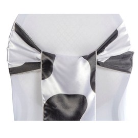 Pack of 10, Satin 7" W X 108" L Chair Sash - Cow Animal Print for Wedding or Event Décor