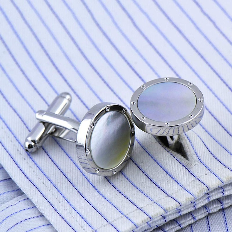 Z・Y・F Cufflinks, Natural White Butterfly Shells, Unique Presence, Men's, Women's,