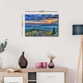 Blue Ridge Mountains Wall Art for Living Room Decor Sunrise Smoky Mountains Pictures Nature National Park Poster Forest Landscape Canvas Prints Painting Artwork for Bedroom Home Decoration 12x16"