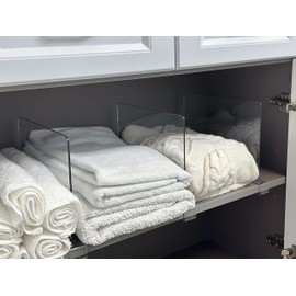 LikeU Acrylic Shelf Dividers for Closets,4 PCS Wood Shelf Dividers,Clear Shelf Separators,Perfect for Clothes Organizer and Bedroom Kitchen Cabinets Shelf Storage and Organization…