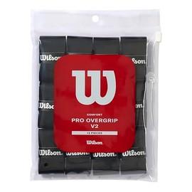 Wilson WR8450102001 Tennis Badminton Grip Tape Pro Overgrip V2.0, 12 Pack, Black