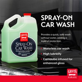 Griot's Garage Spray-On Car Wash for Vehicle Cleaning and Detailing, Rinseless and Waterless, No Hose and Bucket Needed, With Carnauba Wax Protection, 11066, One Gallon