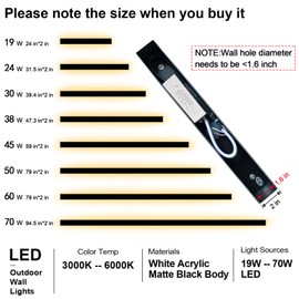 GREMLBUK 39 inch Modern Outdoor Wall Light, 3000K-6000K Dimmable Outdoor Wall Sconce,Long Wall Light with Remote Control,Exterior Linear Wall Lighting IP65 Waterproof for Garage, Front Door