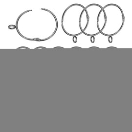 PATIKIL 2 Inch Inner Dia Curtain Rod Rings with Eyelets, 28 Pcs Metal Drapery Ring for Curtain Rods Hoop Pins, Dark Silver Color