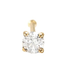 Solid 14Kt Gold Moissanite Stud Nose Ring - 22G Nose Bone Stud - Ball End Nose Ring - April Birthstone Nose Stud, Metal, moissanite