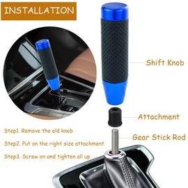 Temzzer Gear Shift Knob 5 Inch Shifter Lever Head Aluminium for Most Manual Automatic Vehicles (Blue)