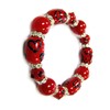 Linpeng Painted Heart Red Stretch Beaded Bracelet