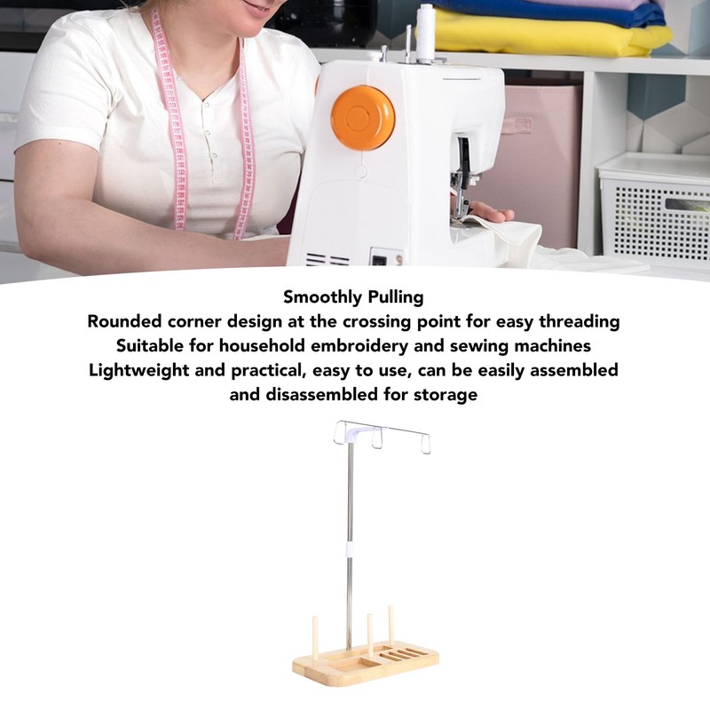 Thread Holder Stable Wood Base Large Spool Thread Stand for
