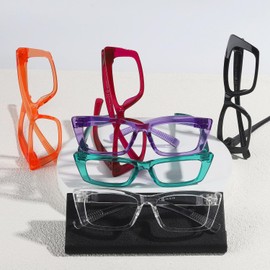 Gr8Sight Metalless Screwless Spring Hinge Reading Glasses for Women - 6 Pack Ladies Cat Eye Readers +4.00