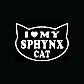 I LOVE MY SPHYNX CAT Sticker Car Truck Window Breed Kitten Heart Cute Meow Gift - Die cut vinyl decal for windows, cars, trucks, tool boxes, laptops, MacBook - virtually any hard, smooth surface