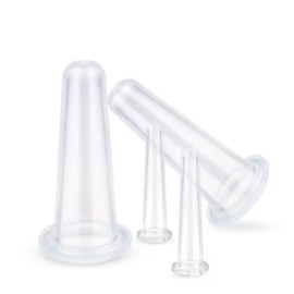 Junfamilee 4Pcs Transparent Massage Cupping Set Silicone Mini Facial Cups Face Massager Helper Skin Care Neck Back Eyes Massaging Cup