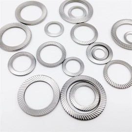 Mdingbao-Flat Washers M2.5 M3 M4 M5 M6 M8 M10 M12 M14 M16 304 Stainless Steel Disc Spring Serrated Lock Washer Knurled Elastic Gasket, 10/50 Pcs, corrosion and durable ( Inner Diameter : 50pcs M5 )