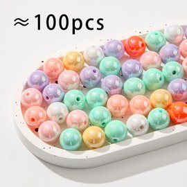 ANCADN 16mm Acrylic Beads Ab Multicolor Beads Pen Beads Bubblegum Beads DIY Beading Hairband Bracelets Necklace Craft for DIY Jewelry Making (ab-color)